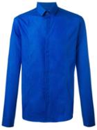 Les Hommes Concealed Fastening Shirt, Men's, Size: 46, Blue, Cotton/spandex/elastane