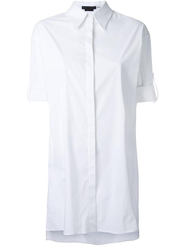 Alice+olivia 'camron' Shirt, Women's, Size: Small, White, Cotton/polyester/spandex/elastane