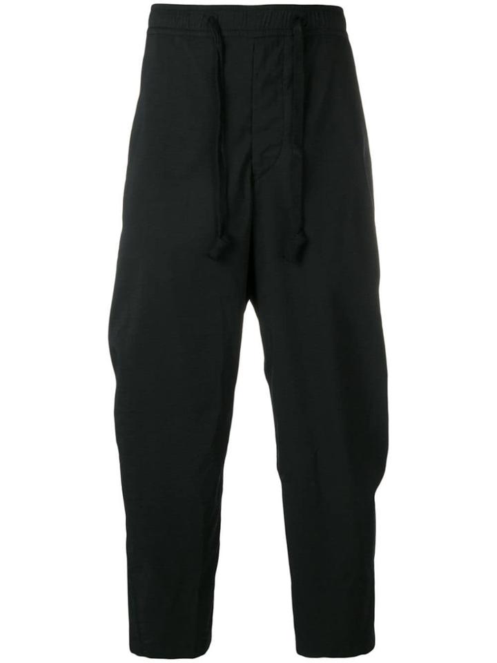 Ziggy Chen Cropped Drop Crotch Trousers - Black