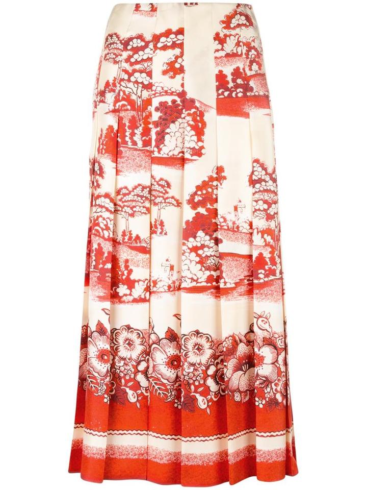 Gucci Porcelain Garden Skirt, Women's, Size: 42, Yellow/orange, Silk