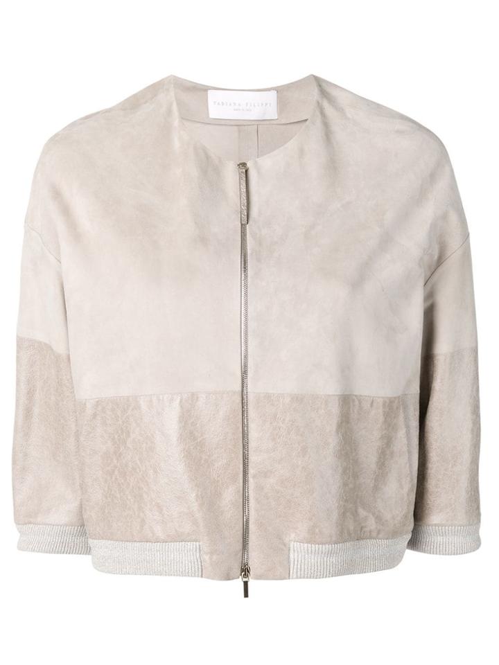 Fabiana Filippi Cropped Suede Panel Jacket - Neutrals