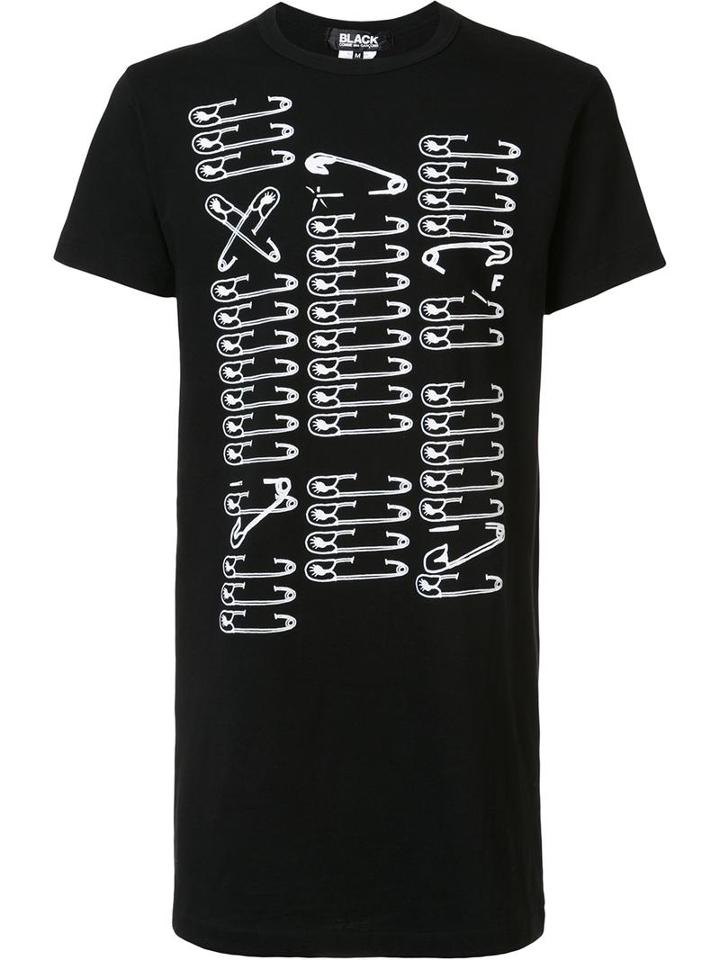 Black Comme Des Garçons Safety Pin Print T-shirt, Men's, Size: Xs, Cotton