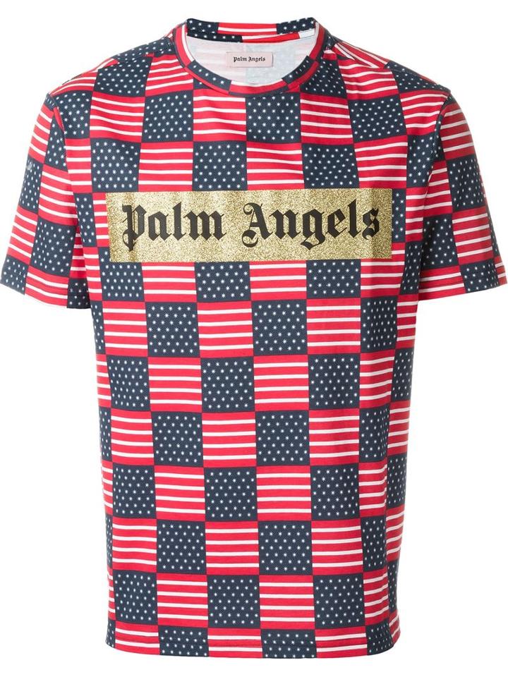 Palm Angels 'all Over' Stars And Stripes Logo Print T-shirt