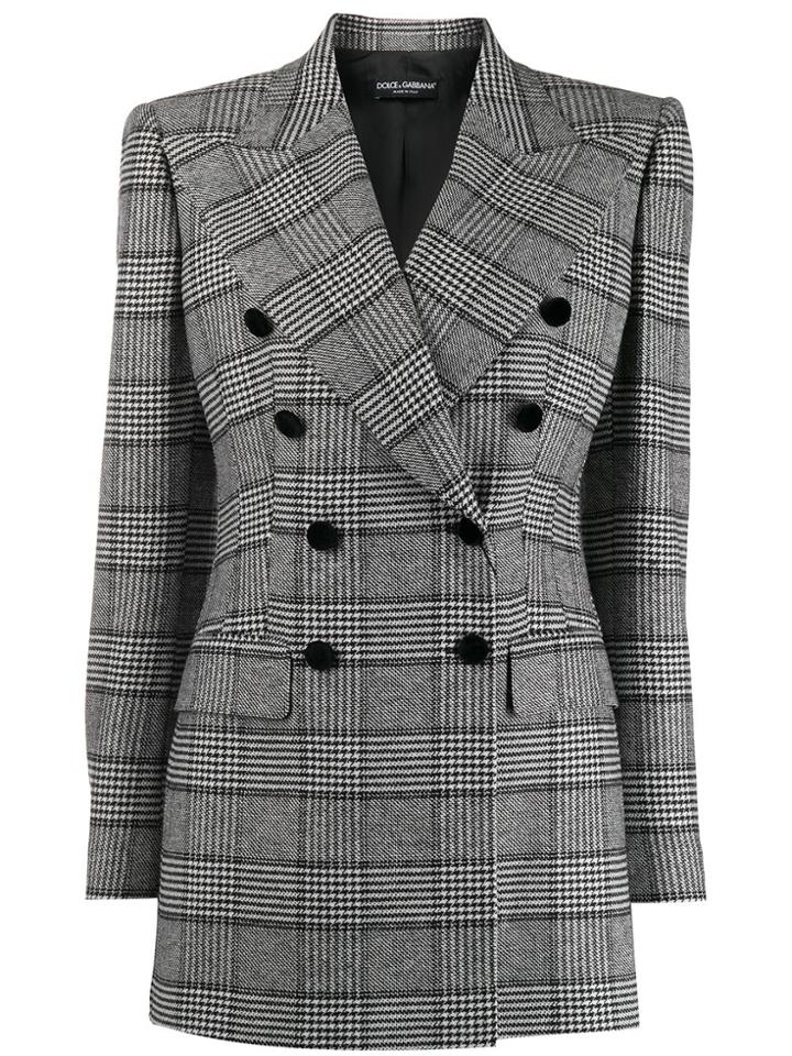 Dolce & Gabbana Glen Plaid Double-breasted Blazer - Black