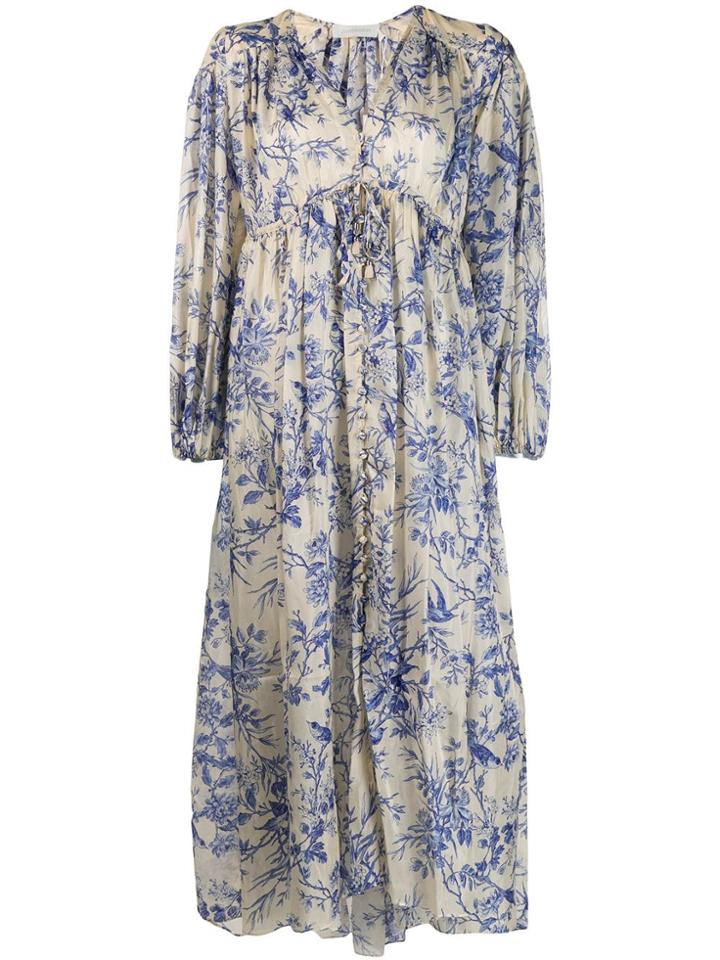 Zimmermann Long Floral Dress - White