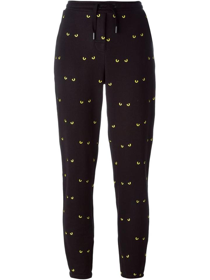 Zoe Karssen Embroidered Eye Track Pants, Women's, Size: M, Black, Cotton/polyester