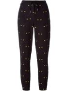 Zoe Karssen Embroidered Eye Track Pants, Women's, Size: M, Black, Cotton/polyester