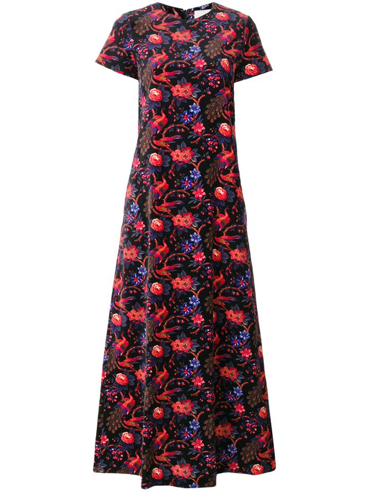 La Doublej Velvet Pavone Nero Swing Dress - Blue