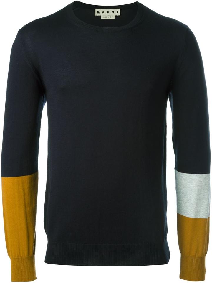 Marni Colour Block Jumper, Men's, Size: 52, Blue, Cotton