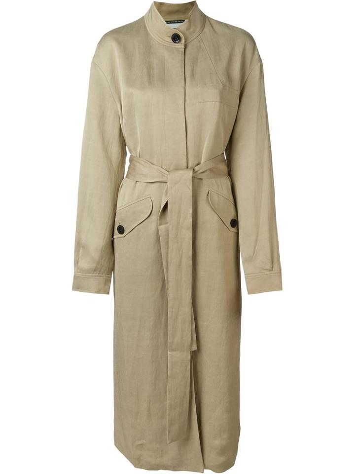 Hope Mandarin Collar Trench Coat, Women's, Size: 38, Nude/neutrals, Viscose/linen/flax/rayon/polyester