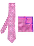 Canali Printed Tie Set - Pink & Purple