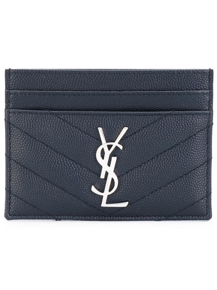 Saint Laurent Logo Plaque Cardholder - Blue