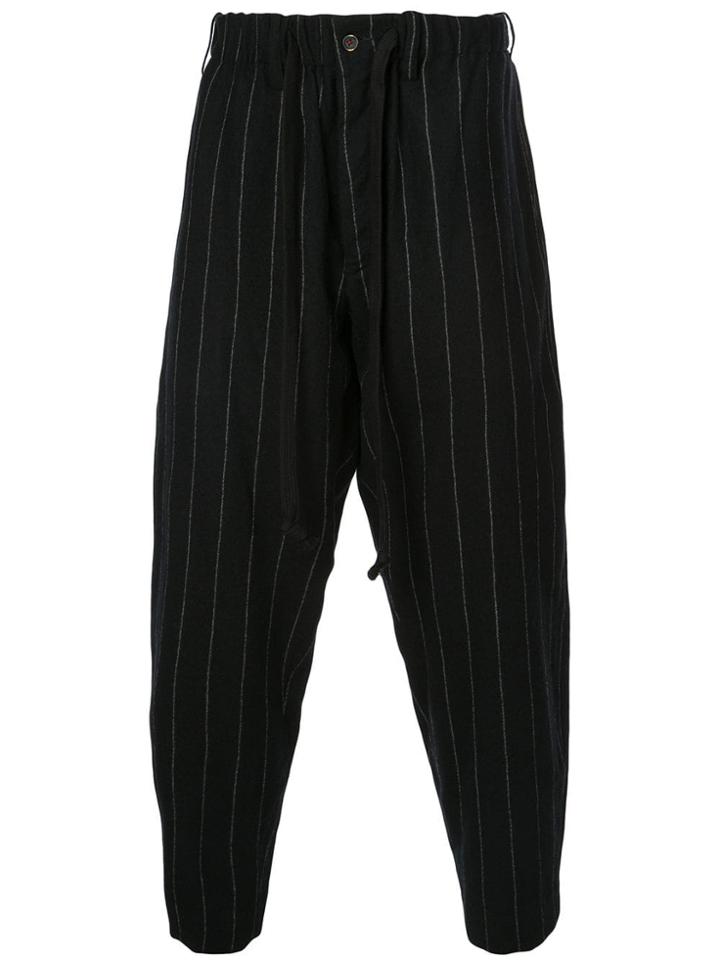 Uma Wang Striped Cropped Trousers - Black
