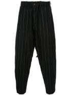 Uma Wang Striped Cropped Trousers - Black
