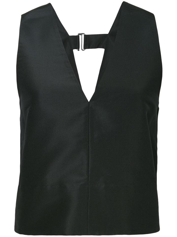 Tibi Silk Faille Sleeveless Crop Top - Blue
