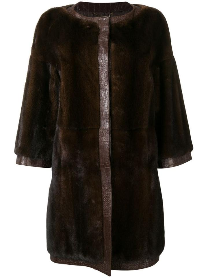 Gianfranco Ferré Pre-owned Midi Trimmed Coat - Brown