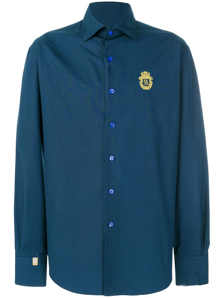 Billionaire Embroidered Logo Shirt - Blue