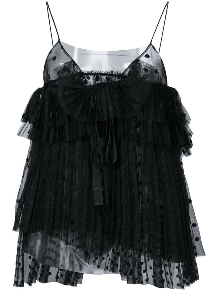 Rochas - Ruffled Blouse - Women - Cotton/polyamide - 38, Black, Cotton/polyamide