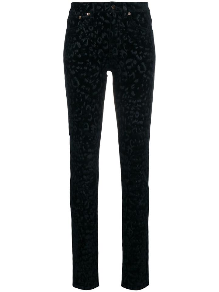 Saint Laurent Leopard Print Skinny Jeans - Black