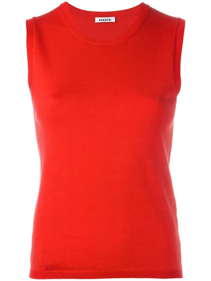 P.a.r.o.s.h. Sibi Knitted Tank, Women's, Red, Silk/spandex/elastane