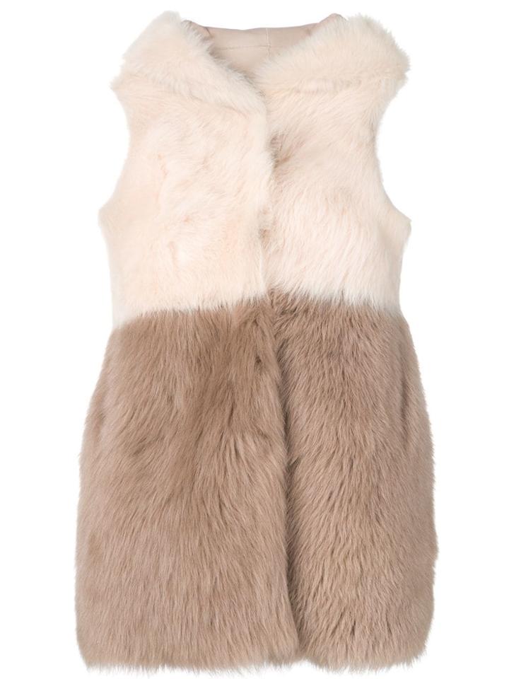 Liska Taranto Fur Trimmed Waistcoat - Neutrals