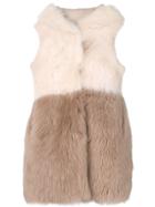 Liska Taranto Fur Trimmed Waistcoat - Neutrals