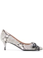 Pollini Bow-detail Snakeskin Pumps - Grey