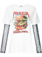 Hysteric Glamour Jacquard Sleeve Burger Print T-shirt - White