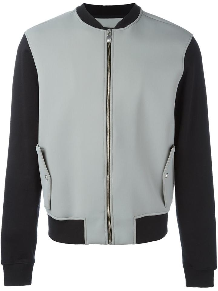 Versus Back Logo Bomber Jacket, Men's, Size: 48, Grey, Nylon/spandex/elastane/cotton