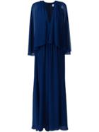 Msgm Tulle Pleated Cape Dress - Blue