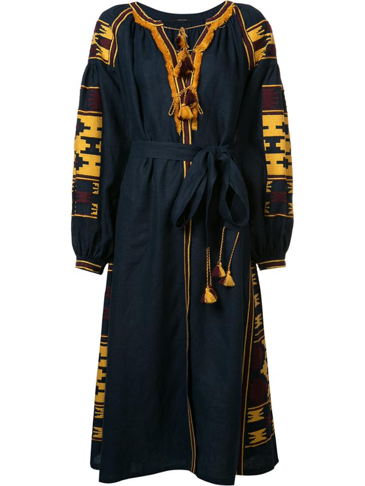 Vita Kin Tassel Detailing Belted Dress - Blue
