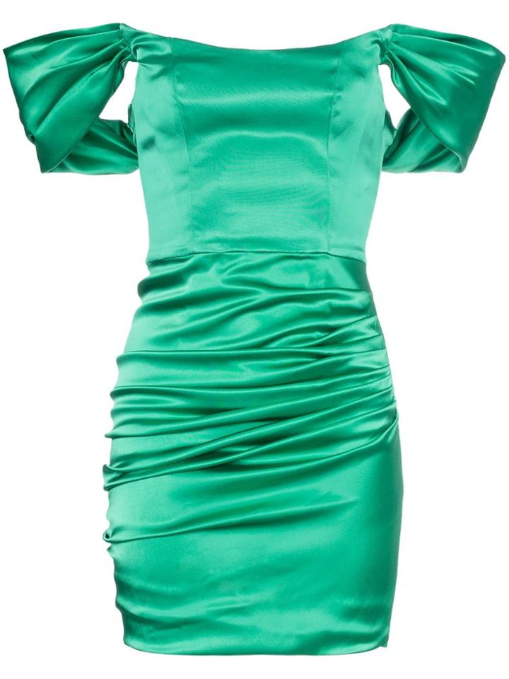 De La Vali Guadalupe Ruched Satin Mini Dress - Green