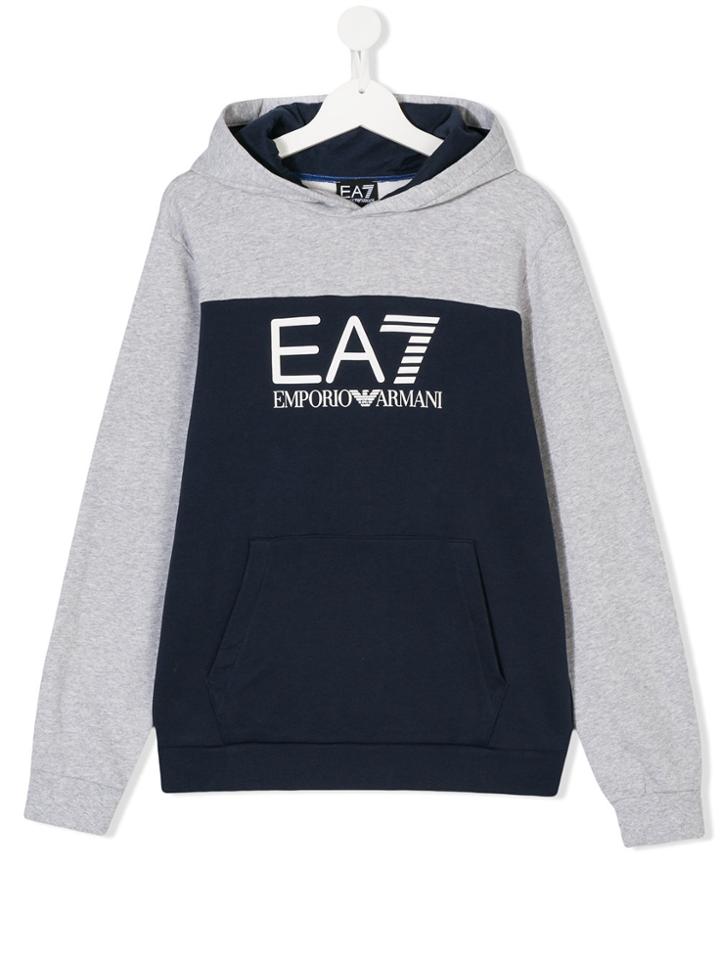 Ea7 Kids Teen Logo Hoodie - Grey