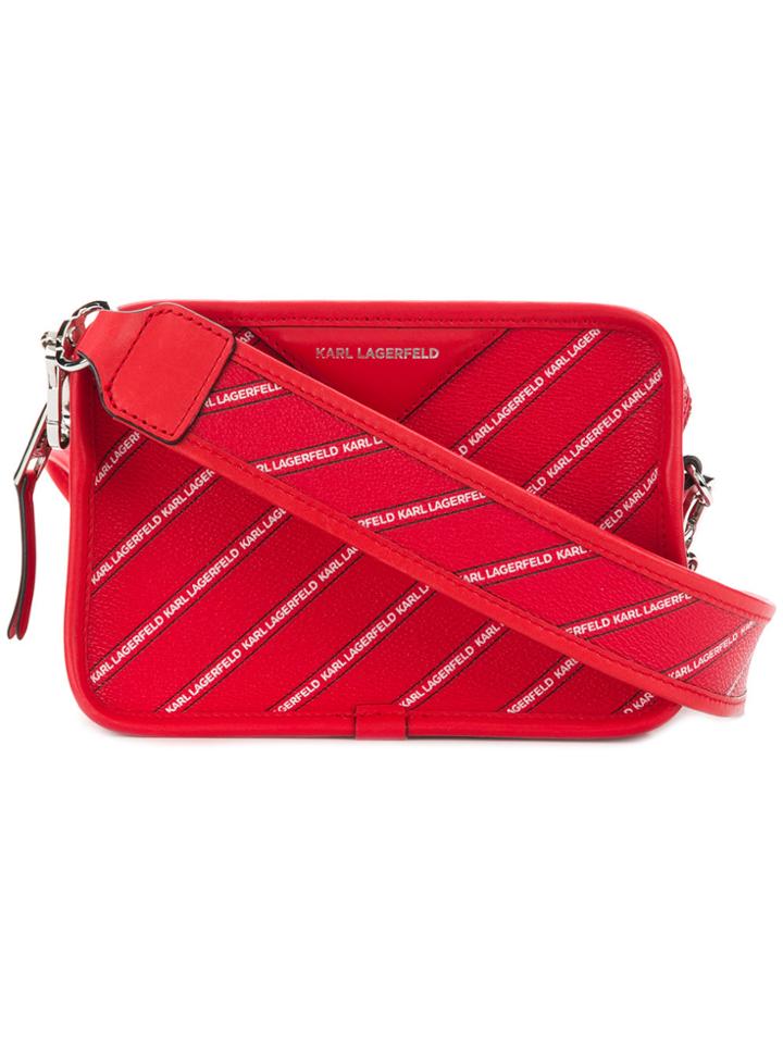 Karl Lagerfeld Striped Logo Crossbody Bag - Red