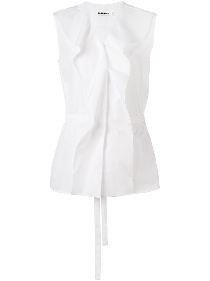 Jil Sander - Frill Front Shirt - Women - Cotton - 42, Women's, White, Cotton
