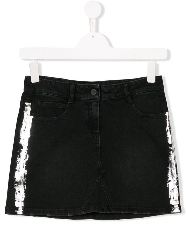 Zadig & Voltaire Kids Teen Metallic Stripe Denim Skirt - Black