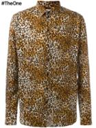 Saint Laurent Leopard Print Shirt, Men's, Size: 39, Nude/neutrals, Viscose