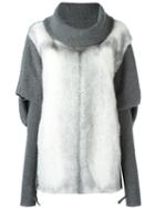 Liska Cashmere Panel Jumper, Women's, Size: Small, Grey, Mink Fur/cashmere