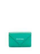 Balenciaga Small Papier Logo Print Wallet - Green