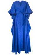 Delpozo Ruffled Shortsleeves Flared Dress, Women's, Size: 36, Blue, Cotton