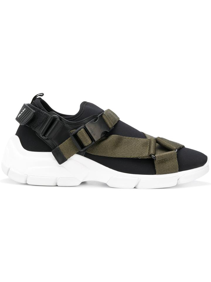 Prada Buckle-detail Sneakers - Black