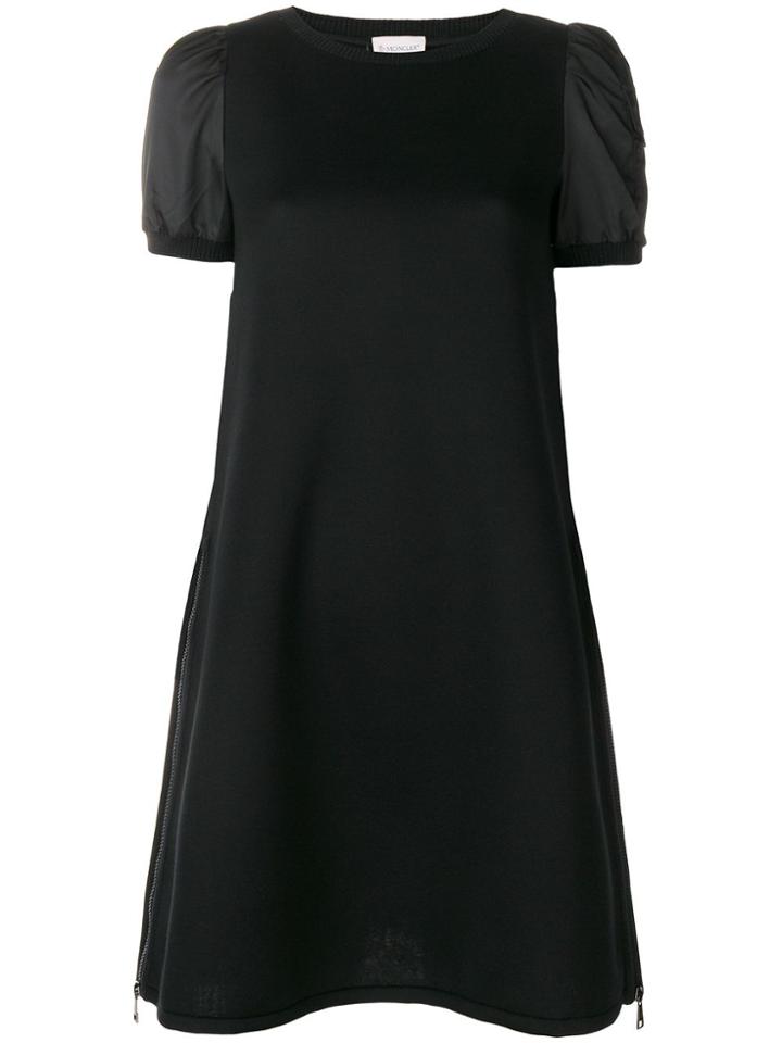 Moncler Ruched Sleeve Mini T-shirt Dress - Black