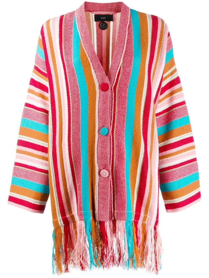 Alanui Striped Fringe Cardigan - Red