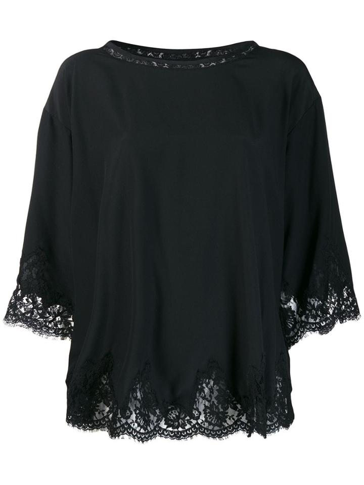 Ermanno Ermanno Scalloped Floral Trim Blouse - Black