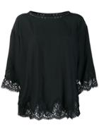 Ermanno Ermanno Scalloped Floral Trim Blouse - Black