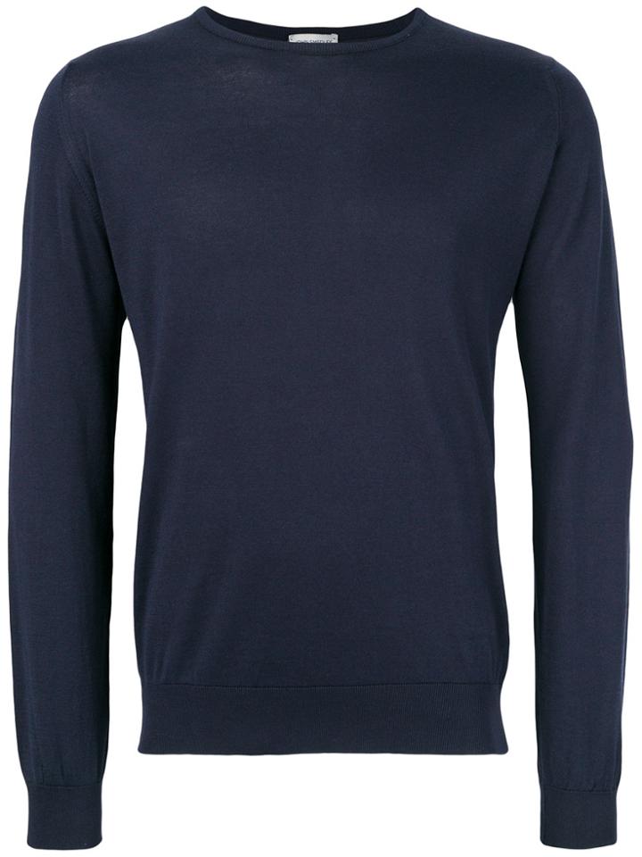 John Smedley Round Neck Jumper - Blue