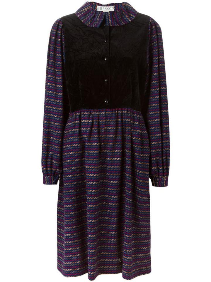 Lanvin Pre-owned Waistcoat Panel Striped Dress - Black