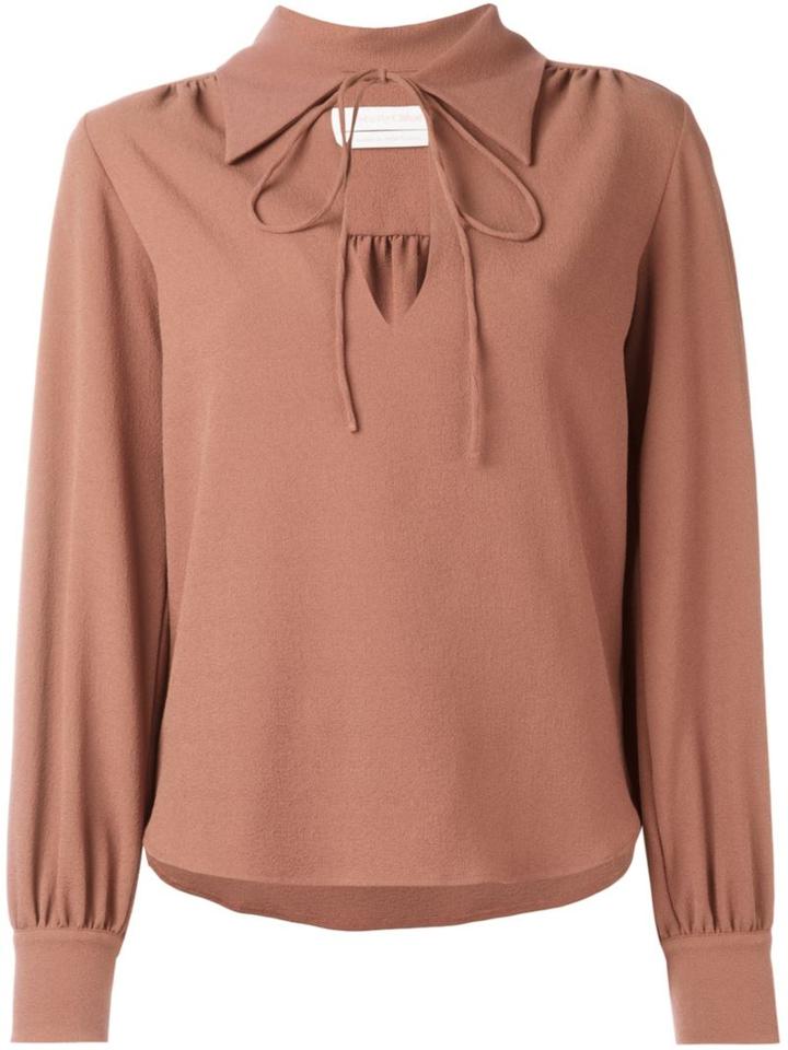 See By Chloé Tied Neckline Blouse, Women's, Size: 38, Pink/purple, Polyester/spandex/elastane