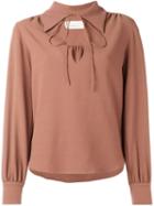 See By Chloé Tied Neckline Blouse, Women's, Size: 38, Pink/purple, Polyester/spandex/elastane