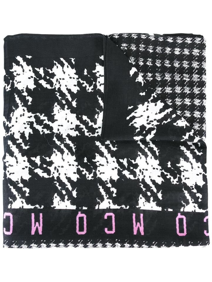 Mcq Alexander Mcqueen Houndstooth Scarf, Adult Unisex, Black, Cotton/modal